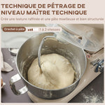 Robot pâtissier 1300 W, robot pétrin professionnel 4,5 L, bol d'acier inoxydable, 6+P vitesses et pulse, beige