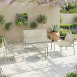Salon de Jardin Ensemble de Terrasse avec Canapé 2 Places, 2 Fauteuils et Table Basse en Verre Trempé 4 Pièces Vert