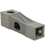 Tunnel pour chat intérieur jouets pour chats avec balle suspendue entrées multiples en sisal 98 x 30 x 30 cm gris