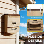 Set di 3 casette per pipistrelli in legno, rifugio per pipistrelli con piattaforma scanalata 23 x 9,5 x 36,5 cm, legno naturale
