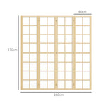 Paravent interieur pliable 4 panneaux 160 x 170 cm séparateur de pièce pour salon chambre à coucher maison, naturel
