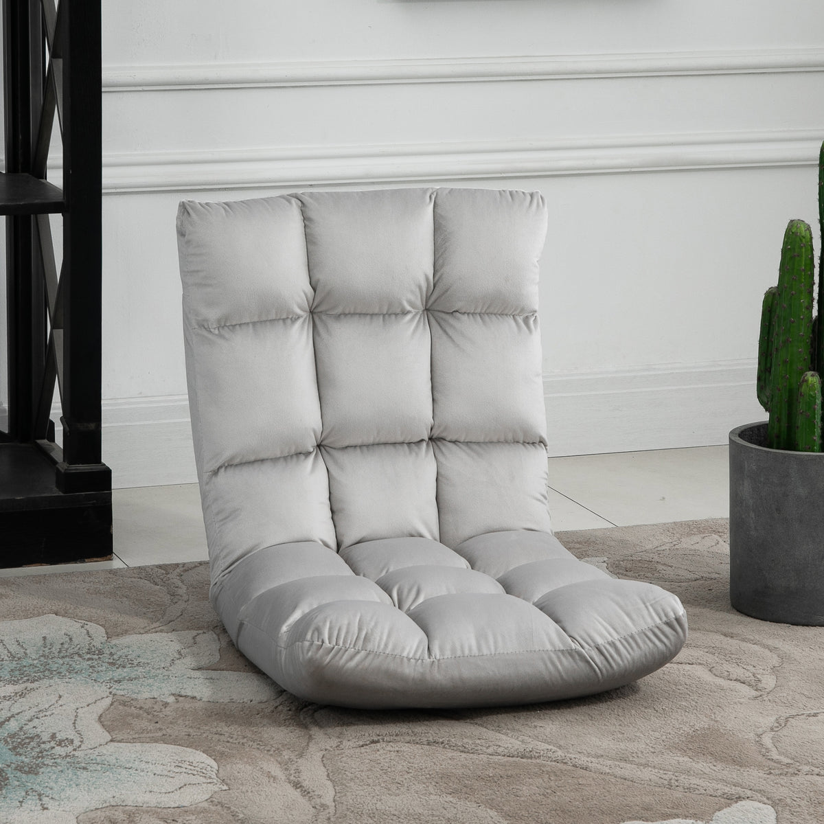Sillón convertible sillón perezoso gran confort reclinable respaldo multiposiciones 90°-180° franela poliéster acolchado gris claro