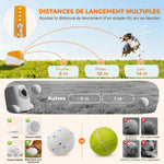 Lanceur de Balles Automatique avec 3 Balles en ETPU, 3 Réglages de Distance 6m/10m/14m, Intérieur et Extérieur, Orange