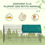 Parque recinto modular de acero con lona para conejos, roedores y animales pequeños, interior y exterior, 220L x 85An x 103Al cm