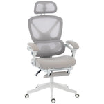 Chaise Bureau Ergonomique avec Appui-Tête Réglable, Fauteuil de Bureau Inclinable en Maille, Dossier Séparé, Gris