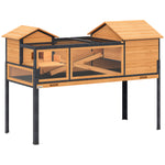 Maison pour tortues à 2 étages 2 chambres fenêtres rampes toit ouvrable et plateau 128 x 63 x 96 cm jaune