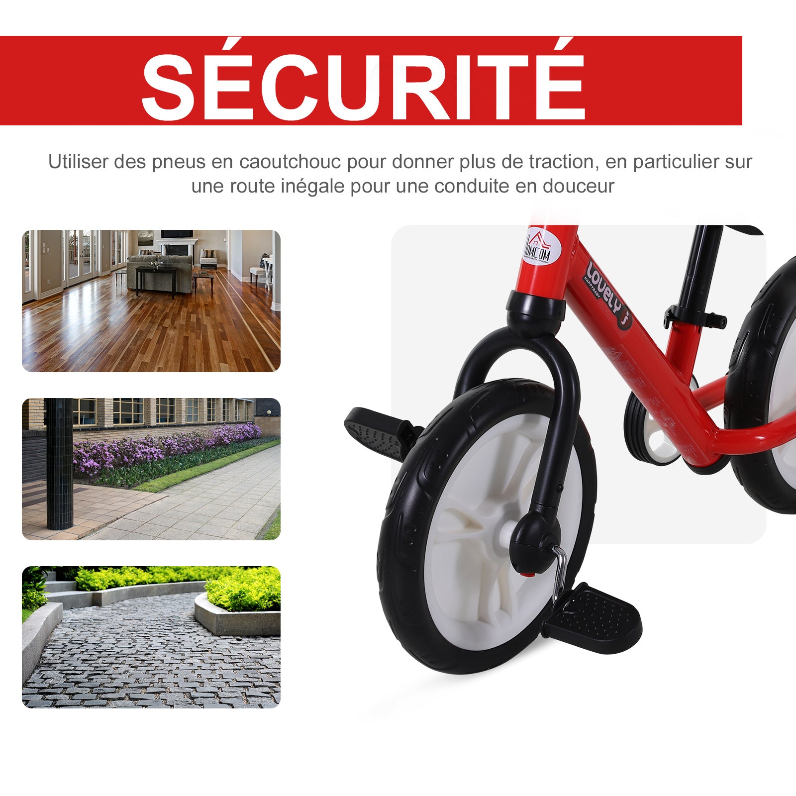 Vélo Enfant draisienne 2 en 1 roulettes et pédales Amovibles Roues 12" Hauteur Selle réglable pour enfants de 2 à 5 ans Acier Rouge