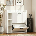 Meuble à chaussures 15 paires, armoire à chaussures moderne avec 2 tiroirs rabattables, 83x24x90,5cm, blanc