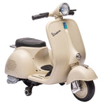Moto Électrique Enfants VESPA sous Licence, Vitesse Max 5 Km/h, Musique & Lumière, 3+ ans, Blanc