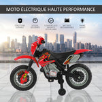 Moto Cross électrique Enfant 3 à 6 Ans 6 V phares klaxon musiques 102 x 58 x 66 cm Rouge et Noir