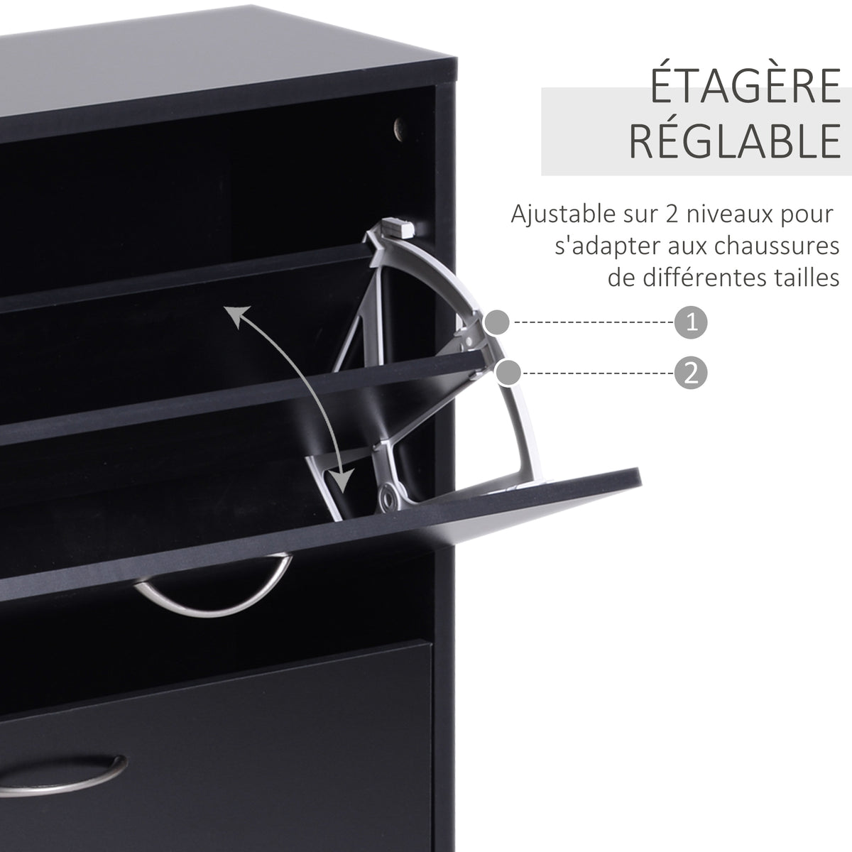 Scarpiera mobile portascarpe dim. 60L x 24P x 80A cm 2 ante a ribalta nero