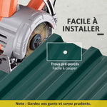 Lot de 12 panneaux en acier galvanisé Résistant aux Intempéries, vert, dim. d'un panneau 129L x 45l cm