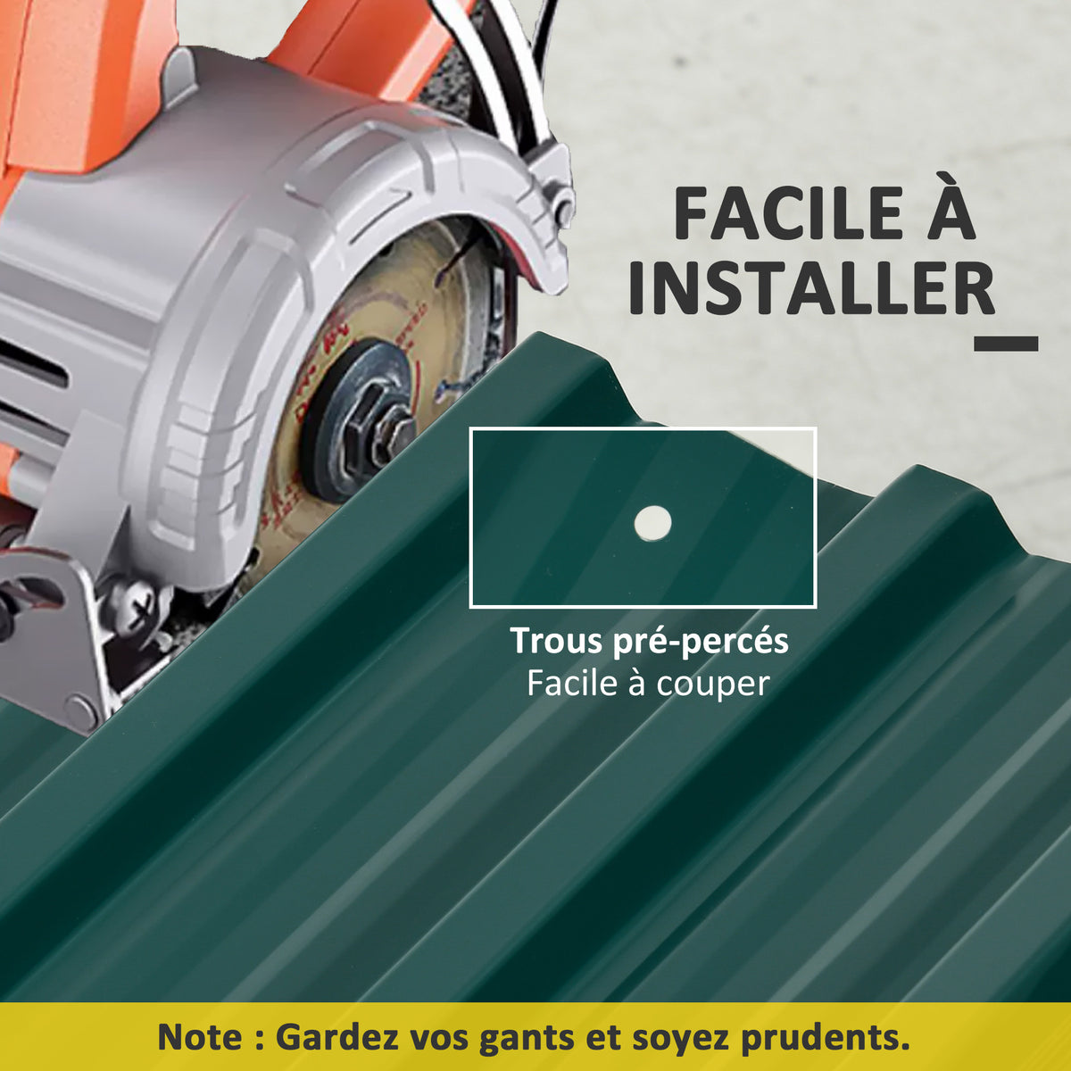 Lot de 12 panneaux en acier galvanisé Résistant aux Intempéries, vert, dim. d'un panneau 129L x 45l cm