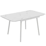 Table de Jardin Rectangulaire pour 4-6 Personnes, Plateau en WPC et Cadre en Métal, Pieds Réglables, 140x80x75cm, Blanc