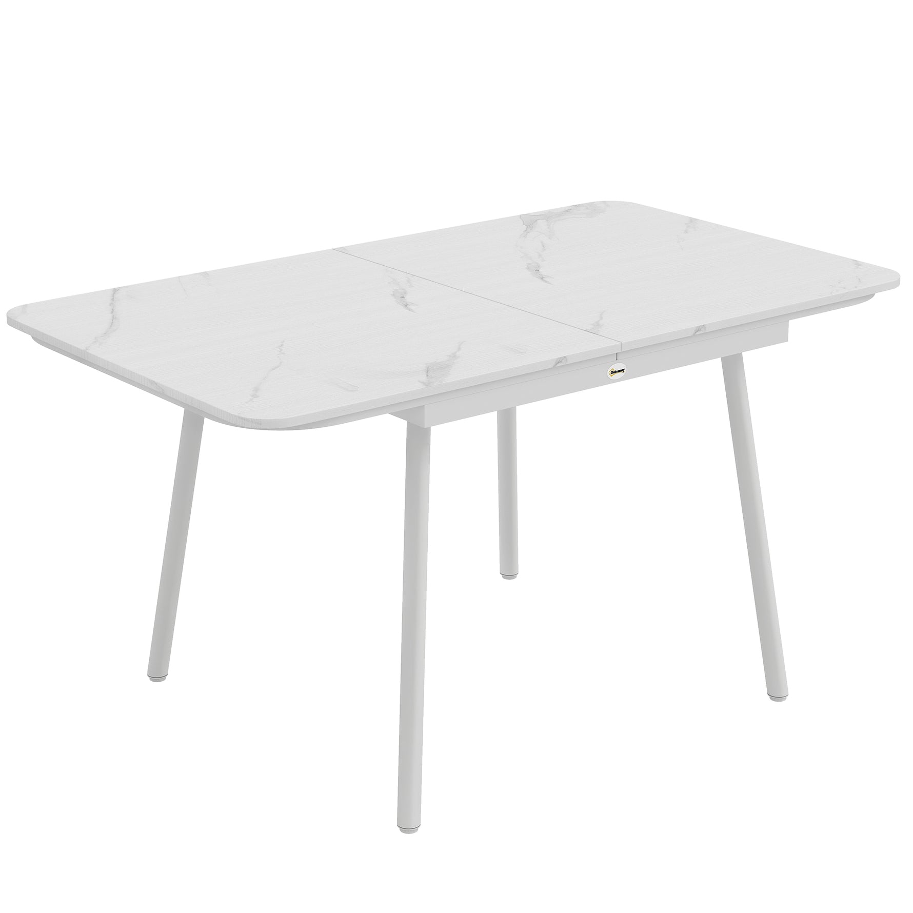 Table de Jardin Rectangulaire pour 4-6 Personnes, Plateau en WPC et Cadre en Métal, Pieds Réglables, 140x80x75cm, Blanc
