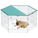 Parc pour chien, enclos chien 6 panneaux avec toit, modulable et pliable, enclos portable 60H cm avec porte, clôture pour chat, chiens de petit taille, intérieur et extérieur, argent, vert