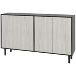 Buffet de cuisine meuble de rangement 2 placards avec étagères réglables, 121 x 37 x 75 cm, noir et aspect bois gris