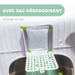 Maison de toilette pour chat bac à litière fermé chat avec porte translucide pelle incluse 40,5 x 52,5 x 42,5 cm gris