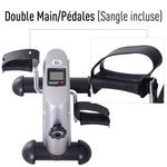 Mini vélo d'appartement pour jambes bras appareil de fitness avec écran LCD dim. 39L x 40l x 31H cm argenté