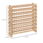 Casier à bouteilles pour 96 bouteilles, étagère à vin avec 8 niveaux modulable, 114×28×113,5cm, bois naturel