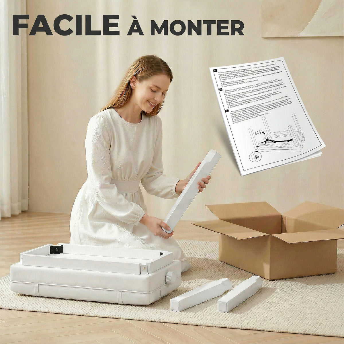 Banquette tabouret siège pour piano coffre intégré hauteur réglable bois hévéa assise revêtement synthétique blanc
