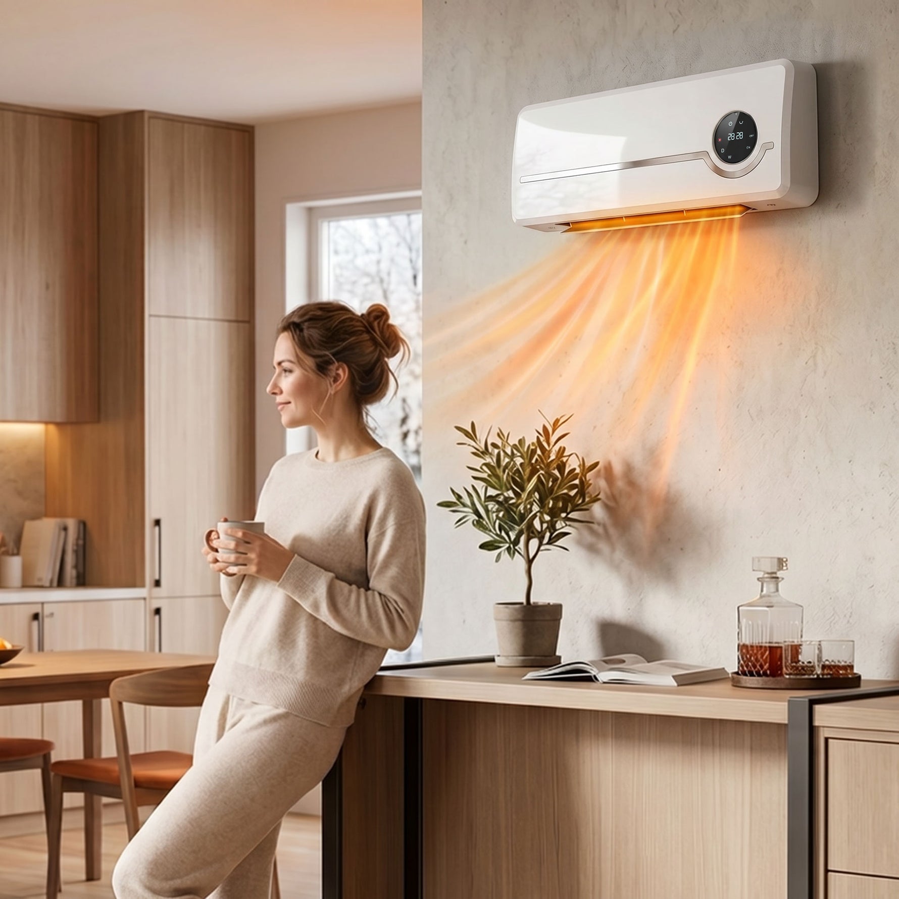 Chauffage mural en céramique 1000/2000W, radiateur électrique, ventilateur, thermostat, minuterie, 50x18,6x12,9cm, blanc