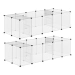 Set aus 2 modularen Kleintiergehegen, 40 Paneele für Kaninchen, Hamster, Welpen, Meerschweinchen, 175 x 70 x 45 cm, weiß