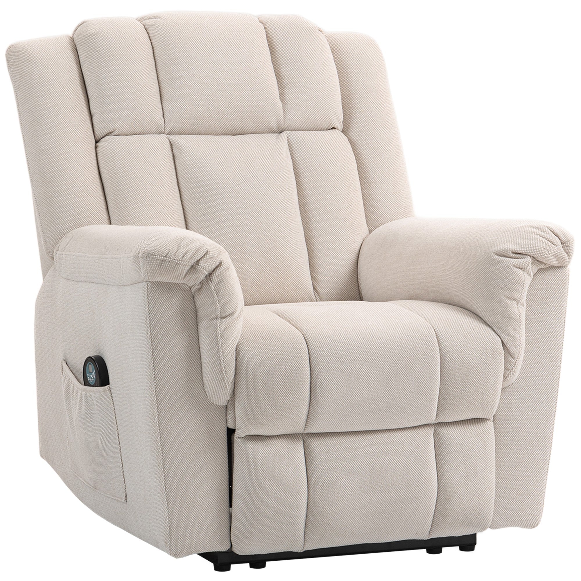 Sillón relax con masaje y calefacción, sillón reclinable, respaldo ajustable manualmente, 85x91x104cm, beige
