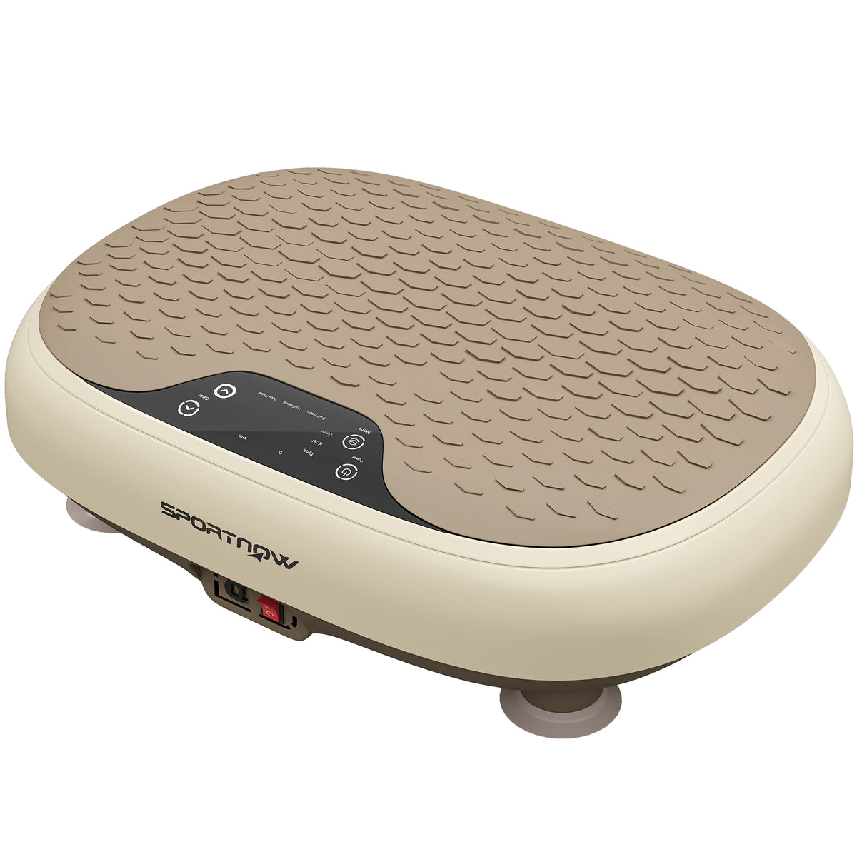 Plateforme Vibrante, 20 Niveaux de Vitesse, 3 Programmes, Écran LED et Télécommande, 46 x 33 x 13,5 cm, Beige