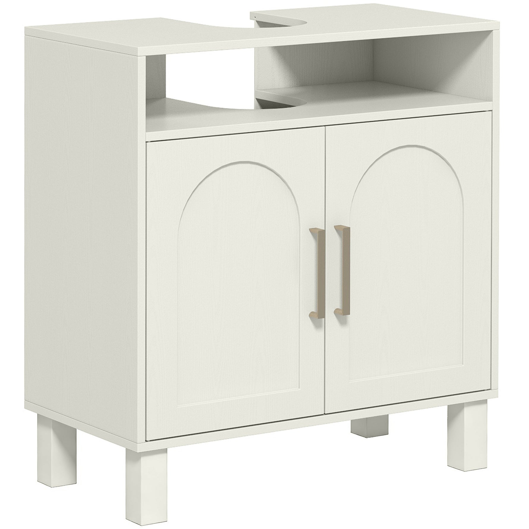 Meuble salle de bain sous lavabo meuble sous lavabo placard 2 portes avec étagère réglable 60 x 30 x 63 cm blanc