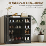 Meuble de rangement à chaussures pour entrée 12 paires - armoire à chaussures avec 4 compartiments ouverts- noir