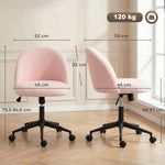 Chaise de Bureau Pivotante en Fourrure Teddy, Hauteur Réglable, Roulettes, Mousse Haute Résilience, Rose
