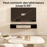 Meuble TV Suspendu 120 cm, Meuble télé jusqu'à 50 Pouces, Porte Rabattable, 2 Étagères Ouvertes et Passe-câbles, Noir