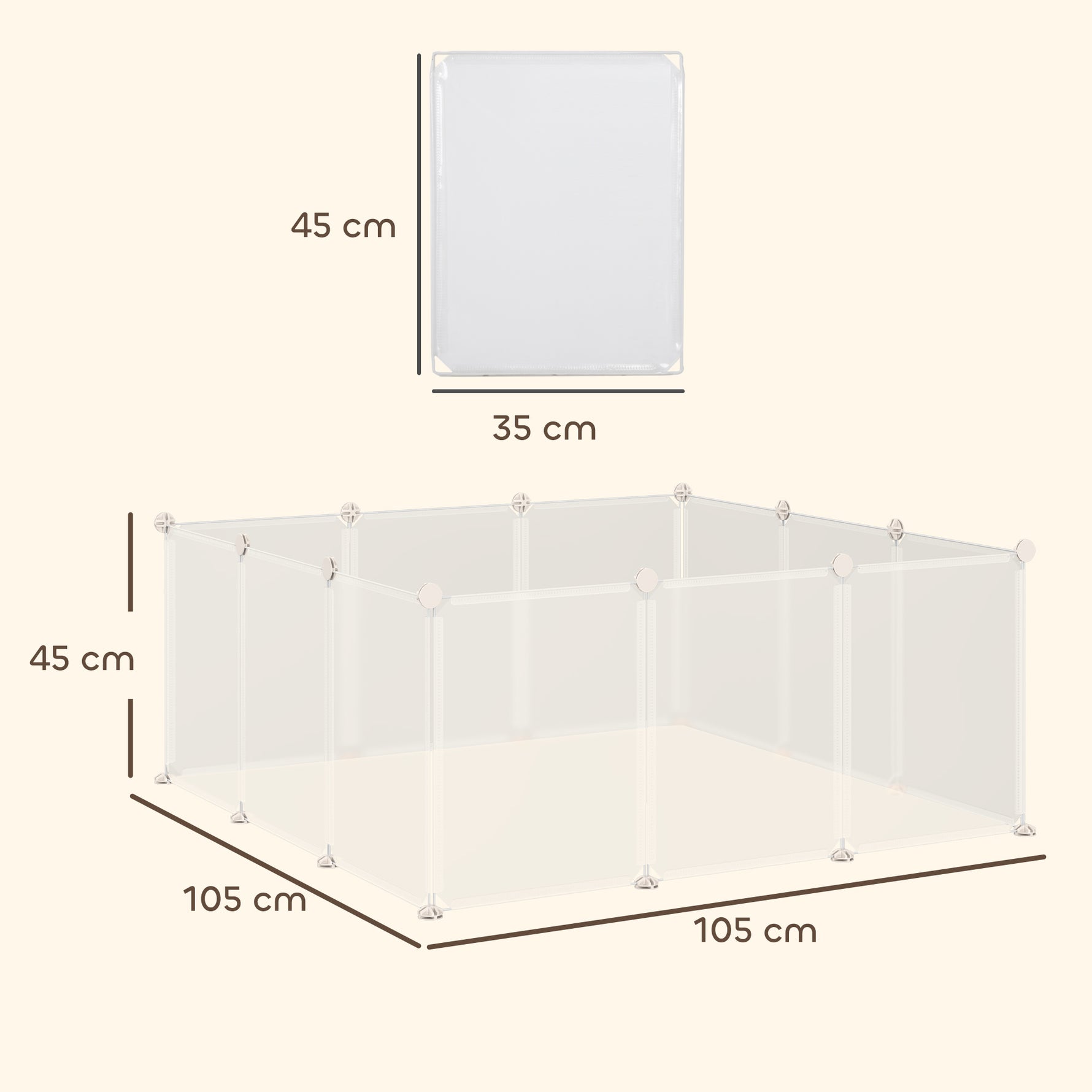 Enclos parc modulable pour petits animaux 12 panneaux pour chiot, cochon 105 x 105 x 45 cm blanc