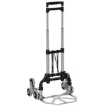 Diable escalier pliant en aluminium avec 6 roues et sangle - charge de 70 kg avec - argent et noir