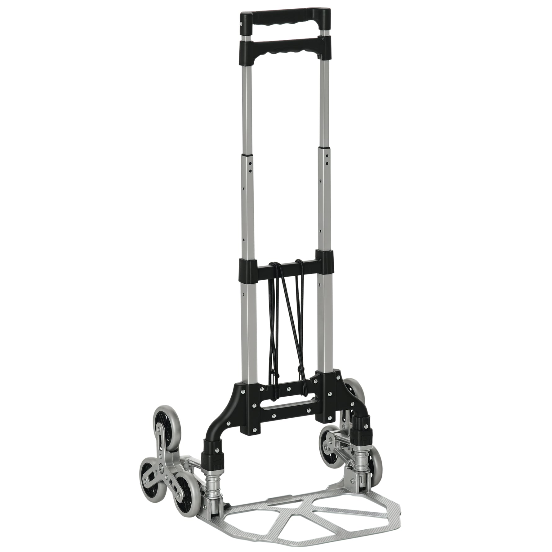 Diable escalier pliant en aluminium avec 6 roues et sangle - charge de 70 kg avec - argent et noir