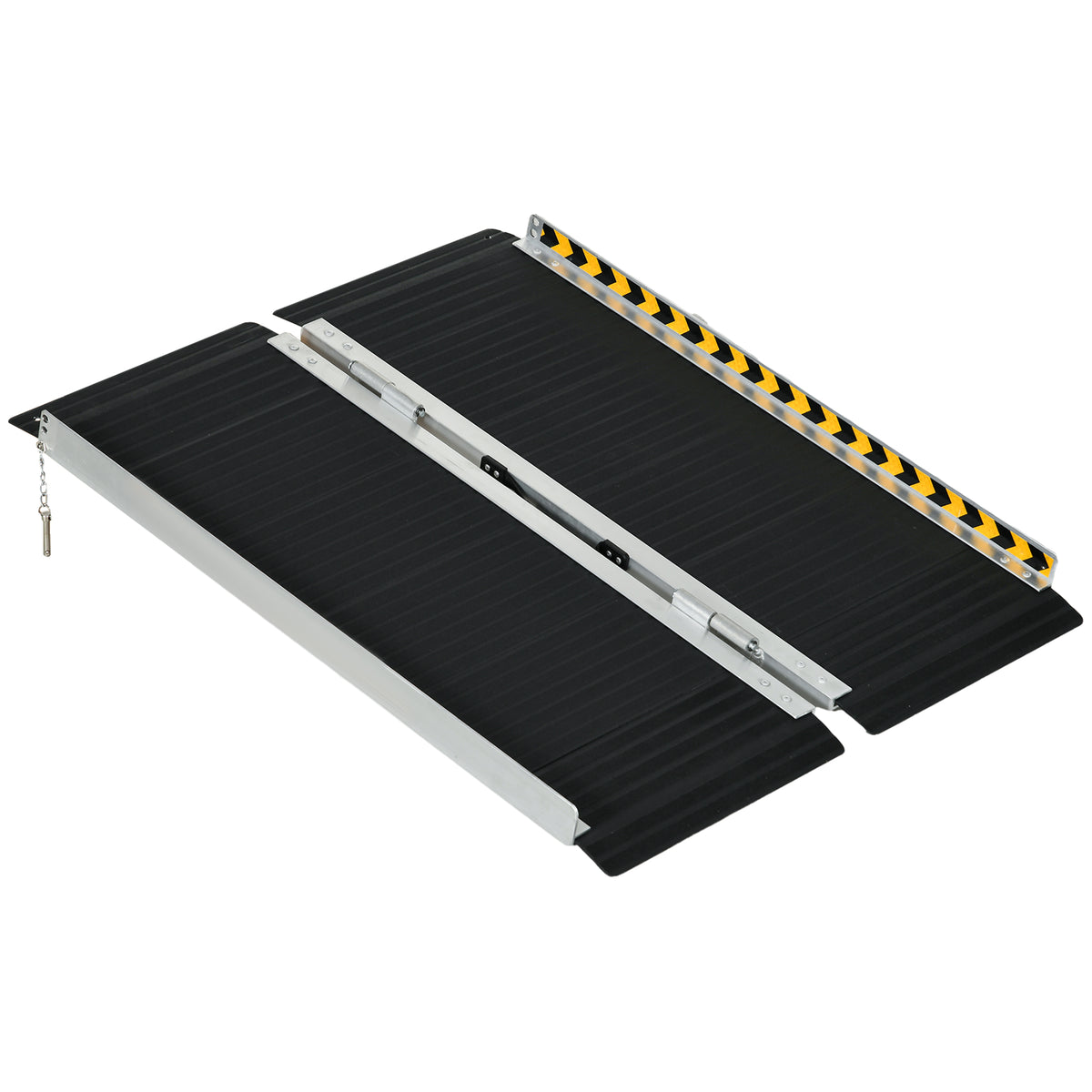 Gurpil-aulkietarako arrapala tolesgarria, kargatzeko arrapala, hareaztatua, irristagaitza, aluminio aleaziozkoa, 91 x 73,6 cm, beltza