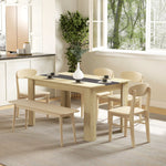Table de salle à manger pour 6 personnes en bois aspect naturel et noir, dim. 140L x 90l x 75H cm