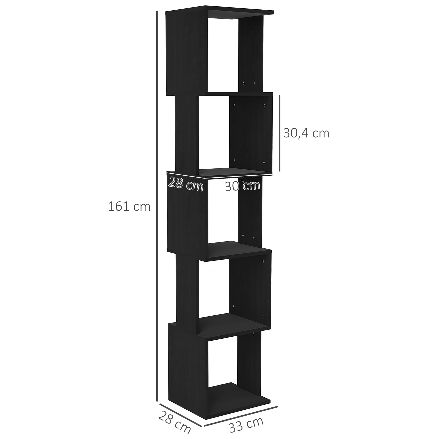 Bibliothèque étagère Design Moderne à 5 Niveaux – Rangement Pratique pour Maison ou Bureau, noir