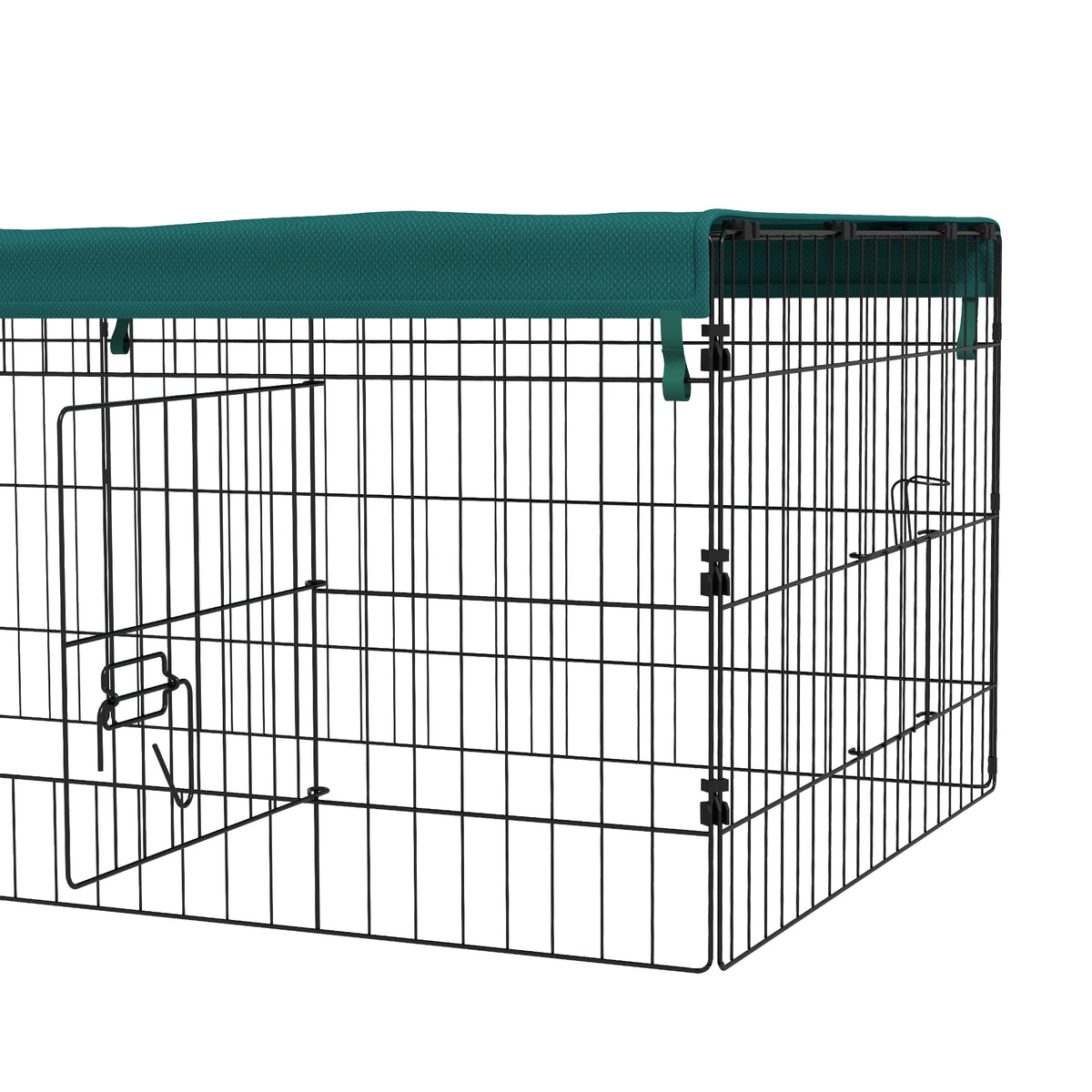 Parc enclos modulable acier avec bache pour lapins rongeurs petits animaux intérieur extérieur 185L x 75l x 50H cm vert