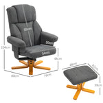 Fauteuil relax avec repose-pied, fauteuil de relaxation, dossier inclinable, assise rembourrée, 79x80x104cm, gris foncé