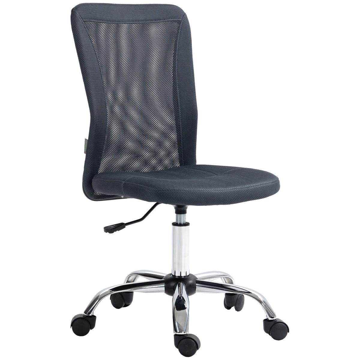 Chaise de bureau ergonomique hauteur réglable piètement chromé pivotant 360° revêtement maille gris foncé