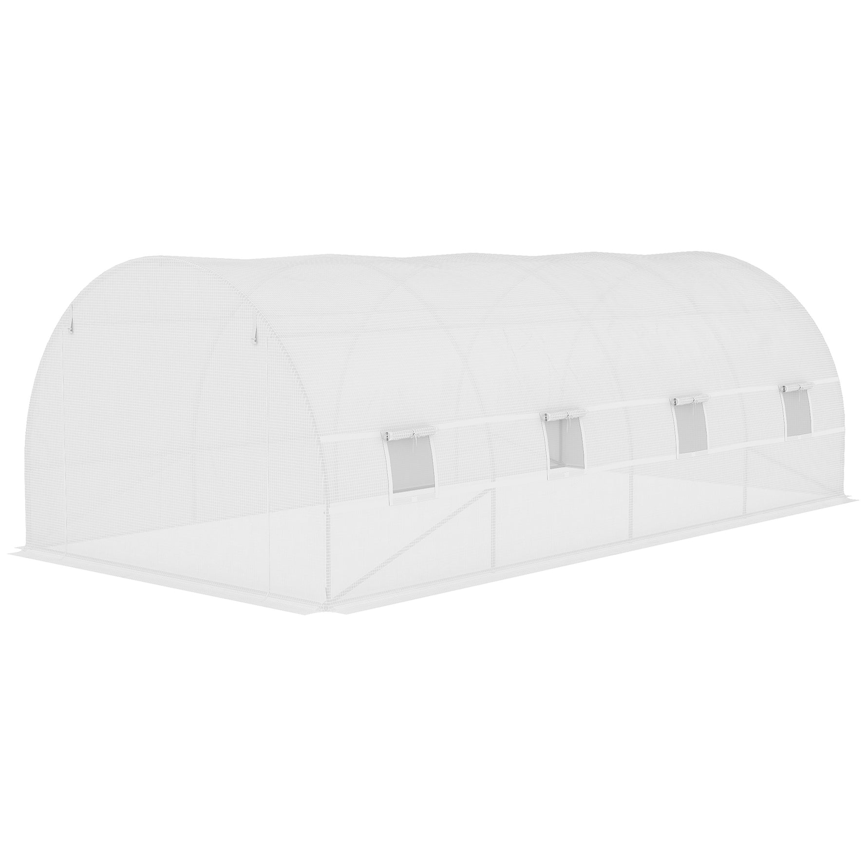 Bâche de Rechange Serre Tunnel 18 m², bâche 6L x 3l x 2H m PE Anti-UV imperméable 12 fenêtres + Porte Enroulable zippée