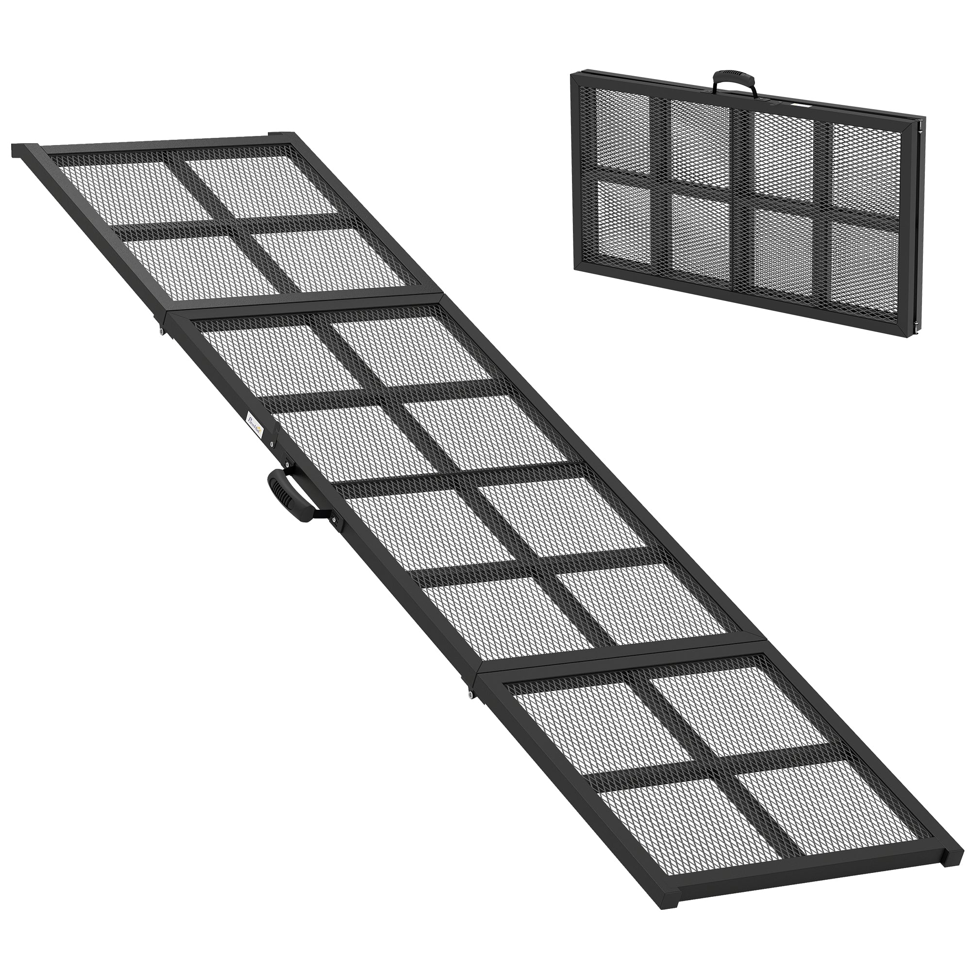 Rampe pour Chien Pliable en Acier, Escalier pour Chien avec Surface Antidérapante, Charge 180 kg, 191 x 50 x 4 cm, Noir