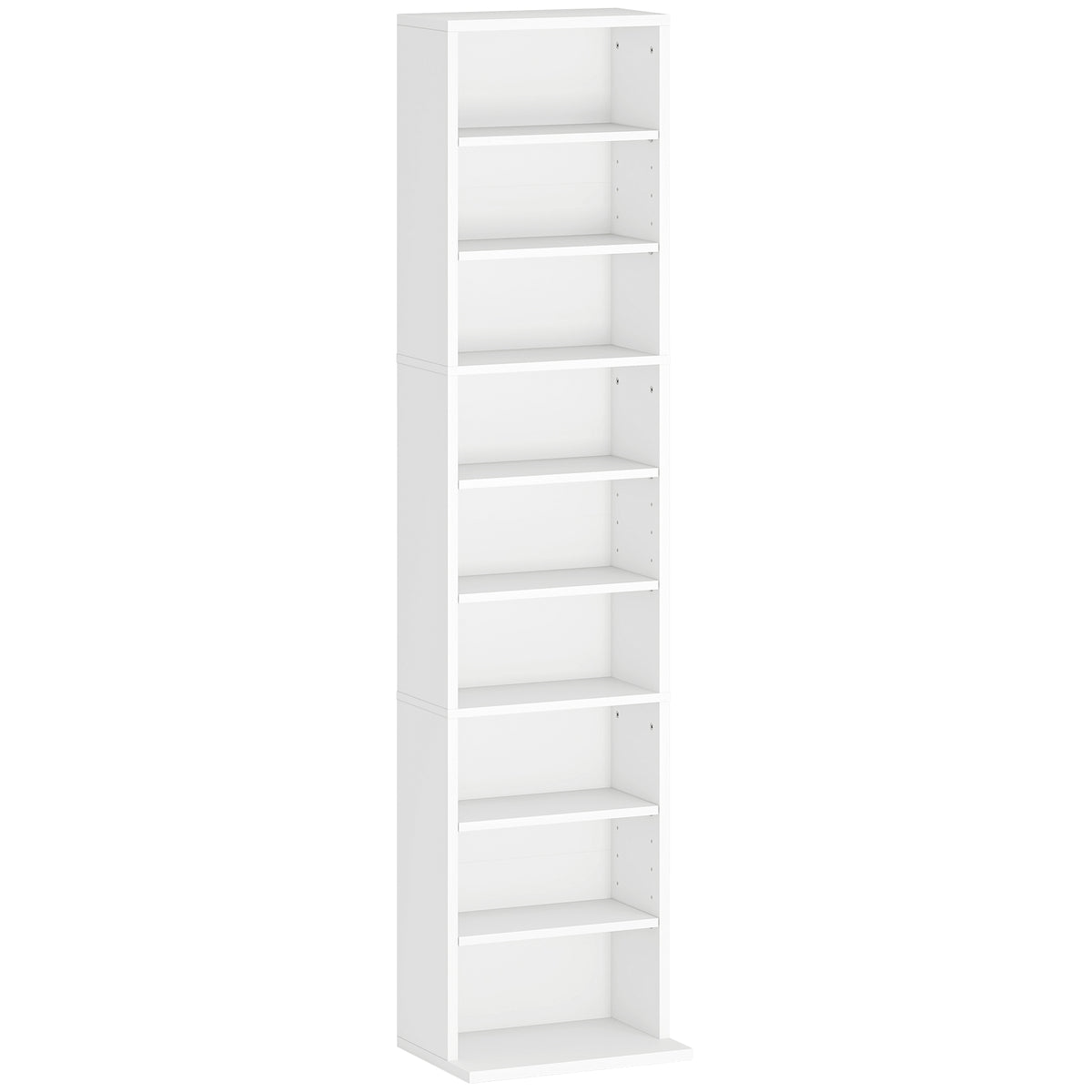 Rangements pour CD et DVD 9 compartiments et 6 étagères réglables capacité max. 260 CD/120 DVD 33 x 24 x 140 cm blanc