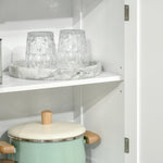 Armoire de cuisine buffet cuisine vaisselier meuble de rangement avec 2 niches, 2 placards avec 4 portes dont 2 portes vitrées, étagère réglable - dim. 60I x 30P x 162H cm blanc