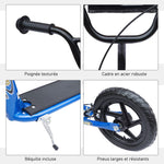 Kinderroller Tretroller 30 cm Luftreifen, höhenverstellbarer Lenker, Handbremse und Ständer, Stahl, für Kinder ab 5 Jahren, Blau