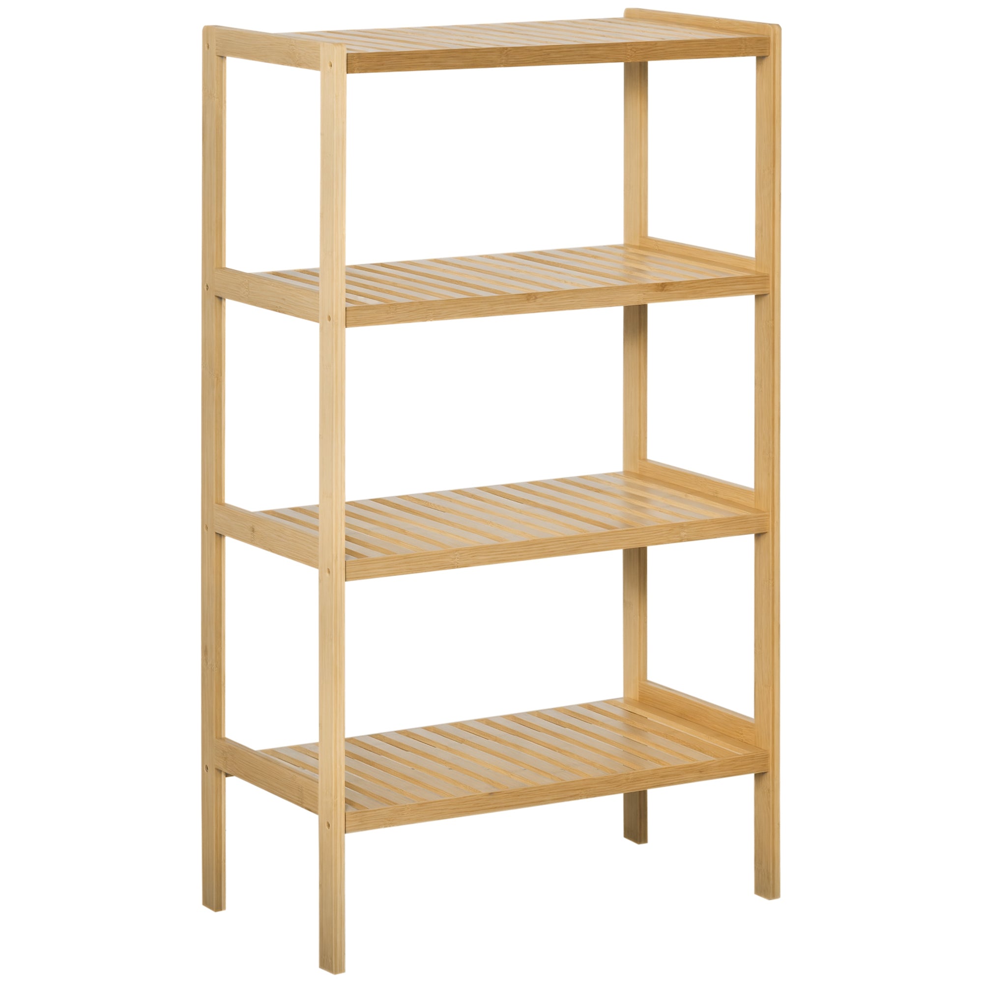Étagère de rangement, étagère en bambou à 4 niveaux, bibliothèque pour salon, chambre et bureau,62 x 33 x 112 cm, bois naturel