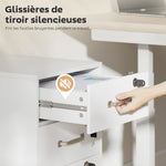 Caisson de Bureau Mobile avec 3 Tiroirs Verrouillables, Caisson de Rangement sur Roulettes, 40 x 40 x 69,5 cm, Blanc
