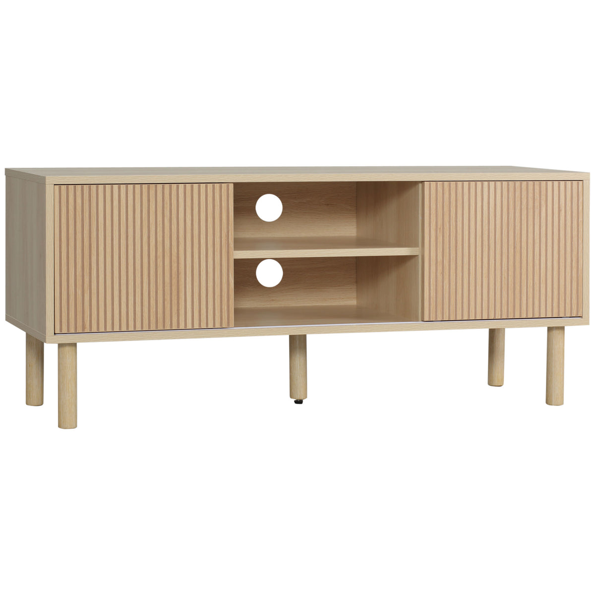 TV-Lowboard für Fernseher bis 50 Zoll, 2 Schiebetüren und 2 Fächer mit Kabeldurchlass - 115 x 40 x 49 cm